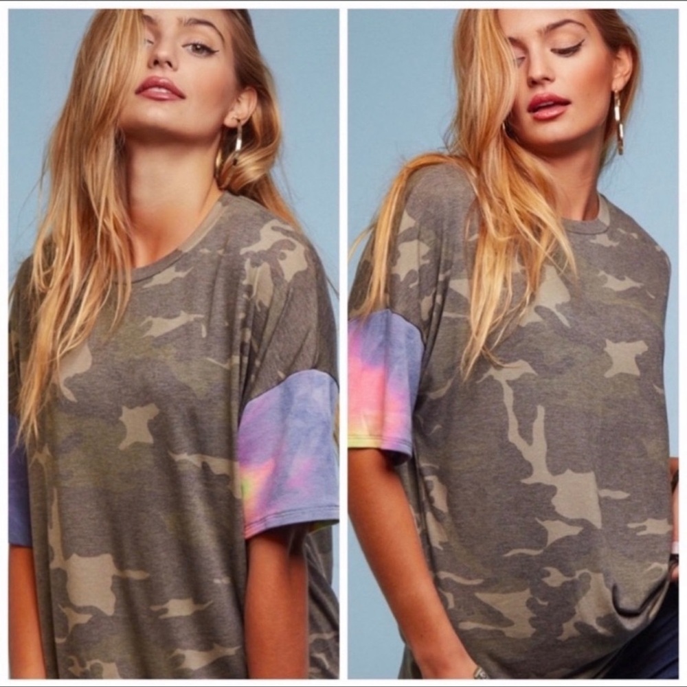 S,M,L | Camo neon tie-dye sleeve top